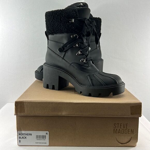 Steve Madden Northern Hiking Boot Black size 8 - Picture 1 of 7